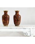 Pair of Mid-20th Century Cloisonné Vases with Floral Motifs-3. Asian & Chinese Furniture, Art, Antiques, Vintage Home Décor for sale at FEA Home