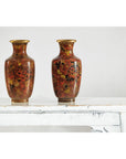Pair of Mid-20th Century Cloisonné Vases with Floral Motifs-4. Asian & Chinese Furniture, Art, Antiques, Vintage Home Décor for sale at FEA Home