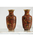 Pair of Mid-20th Century Cloisonné Vases with Floral Motifs-5. Asian & Chinese Furniture, Art, Antiques, Vintage Home Décor for sale at FEA Home