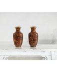 Pair of Mid-20th Century Cloisonné Vases with Floral Motifs-7. Asian & Chinese Furniture, Art, Antiques, Vintage Home Décor for sale at FEA Home
