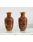 Pair of Mid-20th Century Cloisonné Vases with Floral Motifs-8. Asian & Chinese Furniture, Art, Antiques, Vintage Home Décor for sale at FEA Home