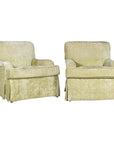 Pair of Skirted Club Chairs by Southwood in Chartreuse Chenille-1. Asian & Chinese Furniture, Art, Antiques, Vintage Home Décor for sale at FEA Home