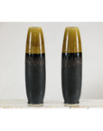 Pair of Slim Ochre & Black Ceramic Vases with Drip-Glaze - image 12