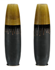Pair of Slim Ochre & Black Ceramic Vases with Drip-Glaze - image 17