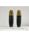 Pair of Slim Ochre & Black Ceramic Vases with Drip-Glaze - image 2