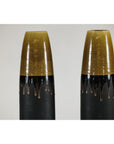Pair of Slim Ochre & Black Ceramic Vases with Drip-Glaze - image 6