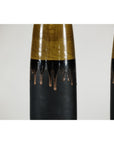 Pair of Slim Ochre & Black Ceramic Vases with Drip-Glaze - image 8