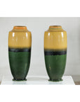 Pair of Tall Artisan Ceramic Vases with Mustard, Black, and Deep Green Glaze-13. Asian & Chinese Furniture, Art, Antiques, Vintage Home Décor for sale at FEA Home