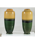 Pair of Tall Artisan Ceramic Vases with Mustard, Black, and Deep Green Glaze-13. Asian & Chinese Furniture, Art, Antiques, Vintage Home Décor for sale at FEA Home
