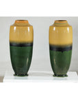 Pair of Tall Artisan Ceramic Vases with Mustard, Black, and Deep Green Glaze-14. Asian & Chinese Furniture, Art, Antiques, Vintage Home Décor for sale at FEA Home