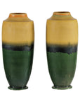 Pair of Tall Artisan Ceramic Vases with Mustard, Black, and Deep Green Glaze-18. Asian & Chinese Furniture, Art, Antiques, Vintage Home Décor for sale at FEA Home