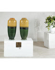 Pair of Tall Artisan Ceramic Vases with Mustard, Black, and Deep Green Glaze-3. Asian & Chinese Furniture, Art, Antiques, Vintage Home Décor for sale at FEA Home