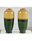Pair of Tall Artisan Ceramic Vases with Mustard, Black, and Deep Green Glaze-4. Asian & Chinese Furniture, Art, Antiques, Vintage Home Décor for sale at FEA Home