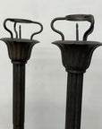 Pair of Tall Metal Candle Holders with Petal Base Design - FEA Home