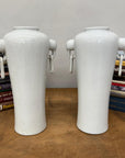 Pair of White Ceramic Vases with Elephant Head Handles - FEA Home