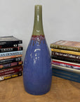 Periwinkle Blue Vase with Olive Neck and Red Drip Glaze, SKU , image 2