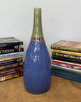 Periwinkle Blue Vase with Olive Neck and Red Drip Glaze, SKU , image 4