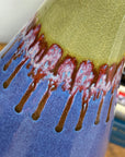Periwinkle Blue Vase with Olive Neck and Red Drip Glaze, SKU , image 7
