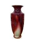 Purple-Red Glazed Ceramic Vase with White Accent - FEA Home