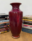 Purple-Red Glazed Ceramic Vase with White Accent - FEA Home