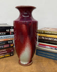 Purple-Red Glazed Ceramic Vase with White Accent - FEA Home