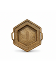 Rattan and Bamboo Woven Hexagonal Tray with Side Handles
