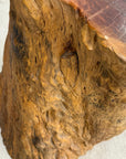 Reclaimed Tree Trunk Side Pedestal Table with Red Brown Top - FEA Home