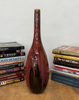 Red and Black Glazed Ceramic Vase with Skinny Neck - FEA Home