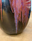Red and Black Glazed Ceramic Vase with Skinny Neck - FEA Home