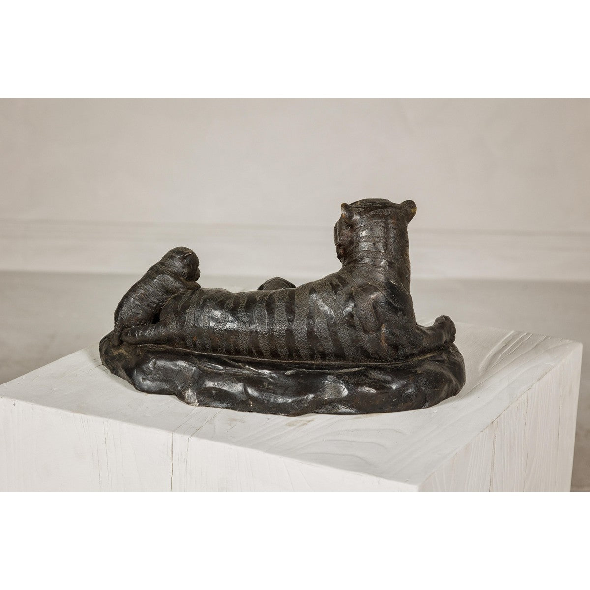 Family of Tigers Lost Wax Bronze Table Top Statuette with Dark Patina-10. Asian & Chinese Furniture, Art, Antiques, Vintage Home Décor for sale at FEA Home
