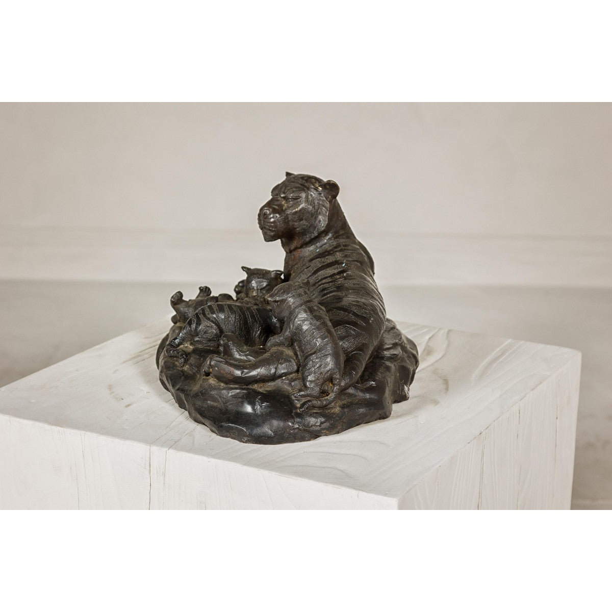 Family of Tigers Lost Wax Bronze Table Top Statuette with Dark Patina-11. Asian & Chinese Furniture, Art, Antiques, Vintage Home Décor for sale at FEA Home
