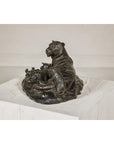 Family of Tigers Lost Wax Bronze Table Top Statuette with Dark Patina-11. Asian & Chinese Furniture, Art, Antiques, Vintage Home Décor for sale at FEA Home