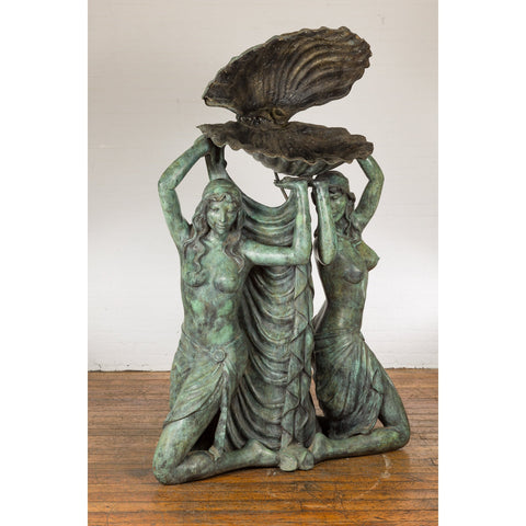 Bronze Greco Roman Inspired Fountain Depicting Three Nymphs Holding a Clamshell-RG102-11. Asian & Chinese Furniture, Art, Antiques, Vintage Home Décor for sale at FEA Home