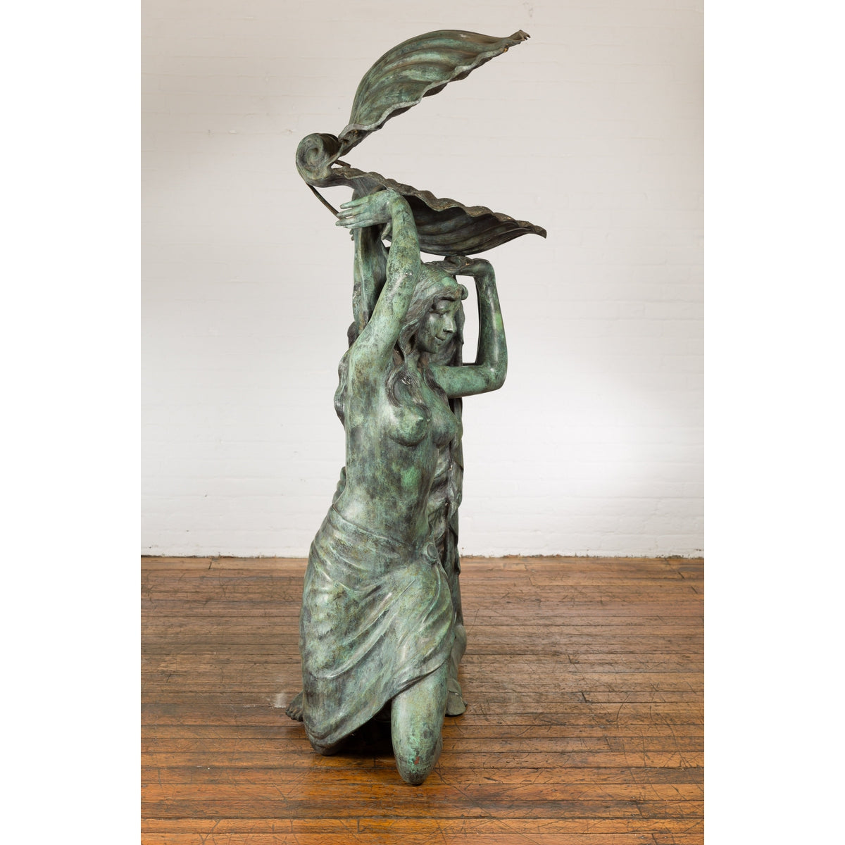 Bronze Greco Roman Inspired Fountain Depicting Three Nymphs Holding a Clamshell-13. Asian & Chinese Furniture, Art, Antiques, Vintage Home Décor for sale at FEA Home