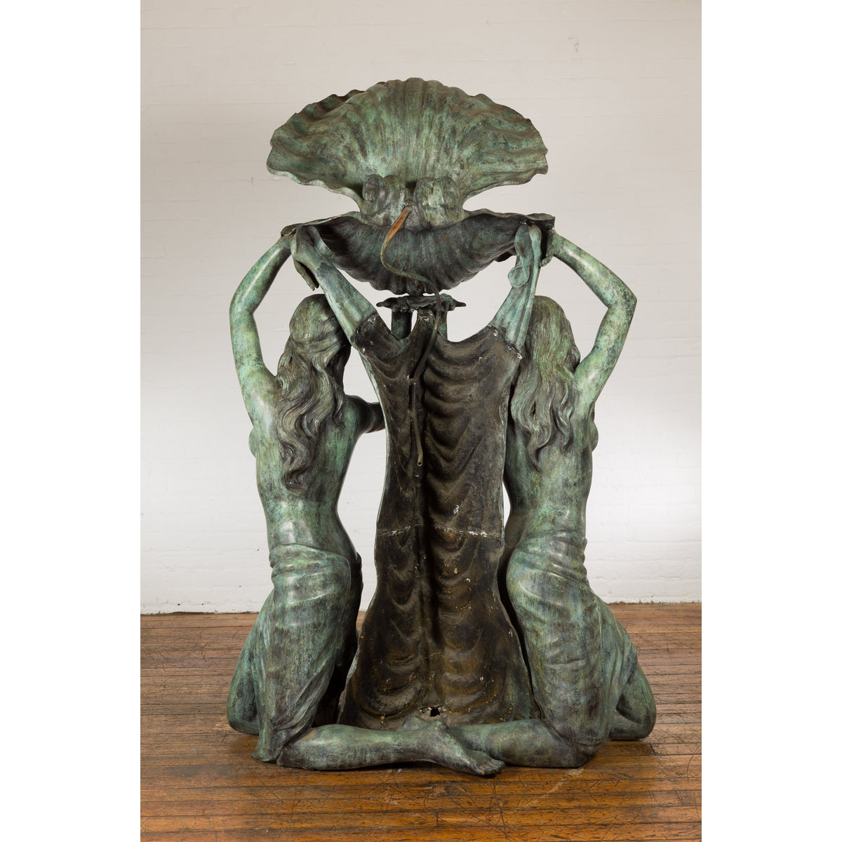 Bronze Greco Roman Inspired Fountain Depicting Three Nymphs Holding a Clamshell-14. Asian & Chinese Furniture, Art, Antiques, Vintage Home Décor for sale at FEA Home