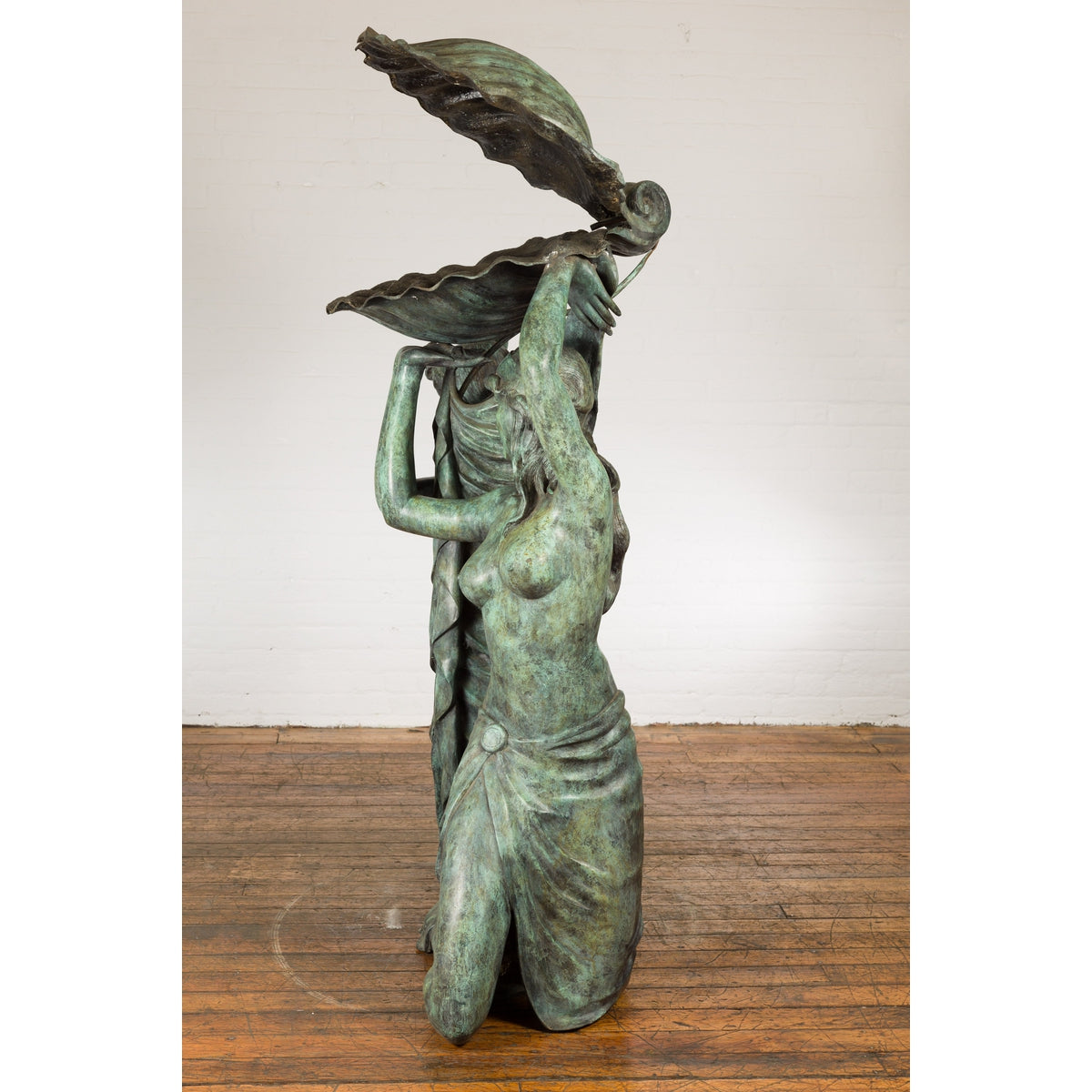 Bronze Greco Roman Inspired Fountain Depicting Three Nymphs Holding a Clamshell-18. Asian & Chinese Furniture, Art, Antiques, Vintage Home Décor for sale at FEA Home
