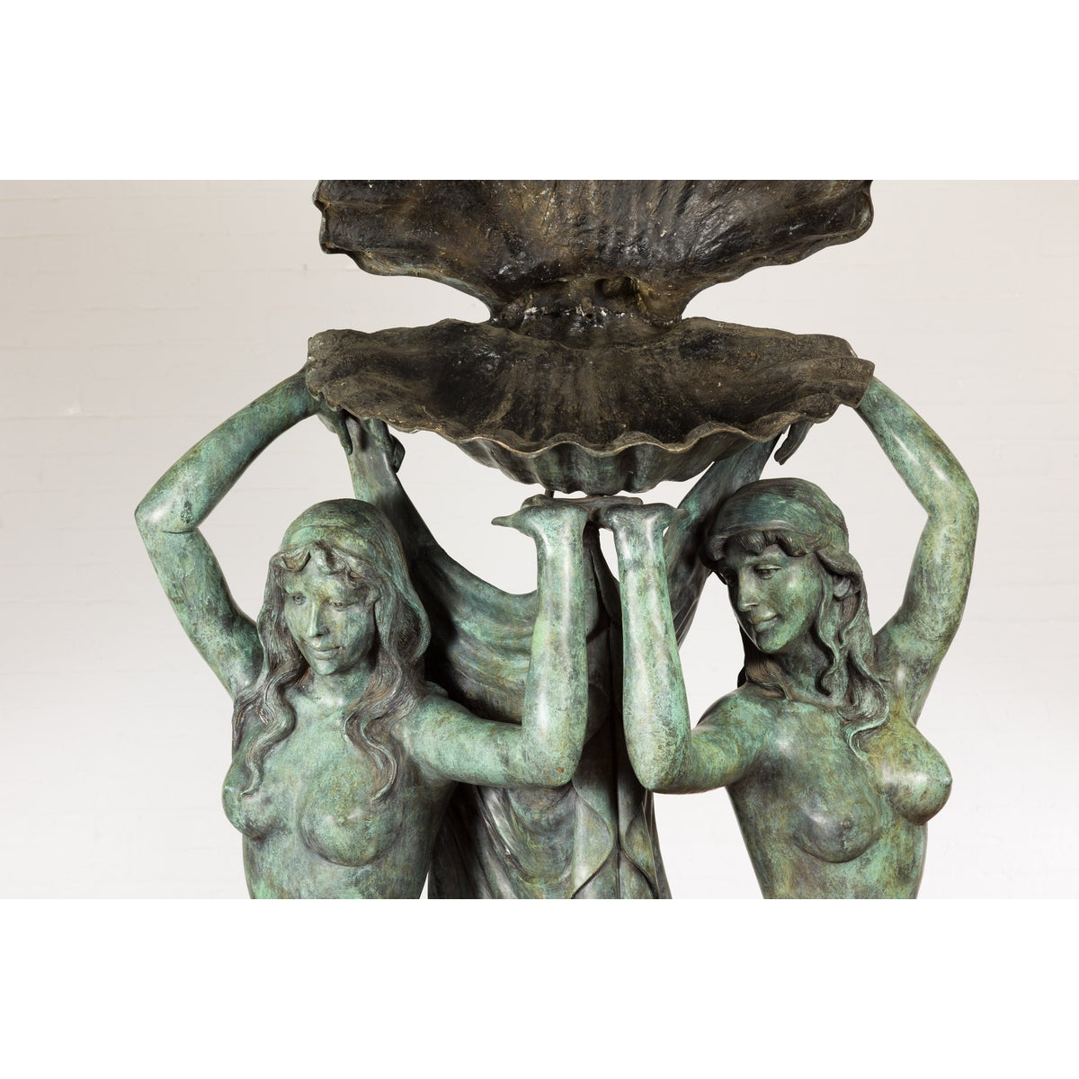 Bronze Greco Roman Inspired Fountain Depicting Three Nymphs Holding a Clamshell-3. Asian & Chinese Furniture, Art, Antiques, Vintage Home Décor for sale at FEA Home