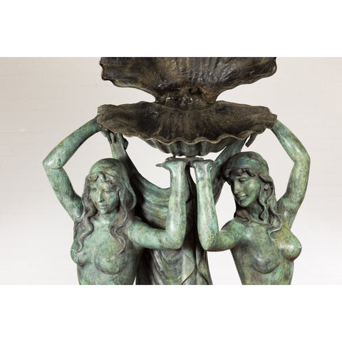Bronze Greco Roman Inspired Fountain Depicting Three Nymphs Holding a Clamshell-RG102-3. Asian & Chinese Furniture, Art, Antiques, Vintage Home Décor for sale at FEA Home