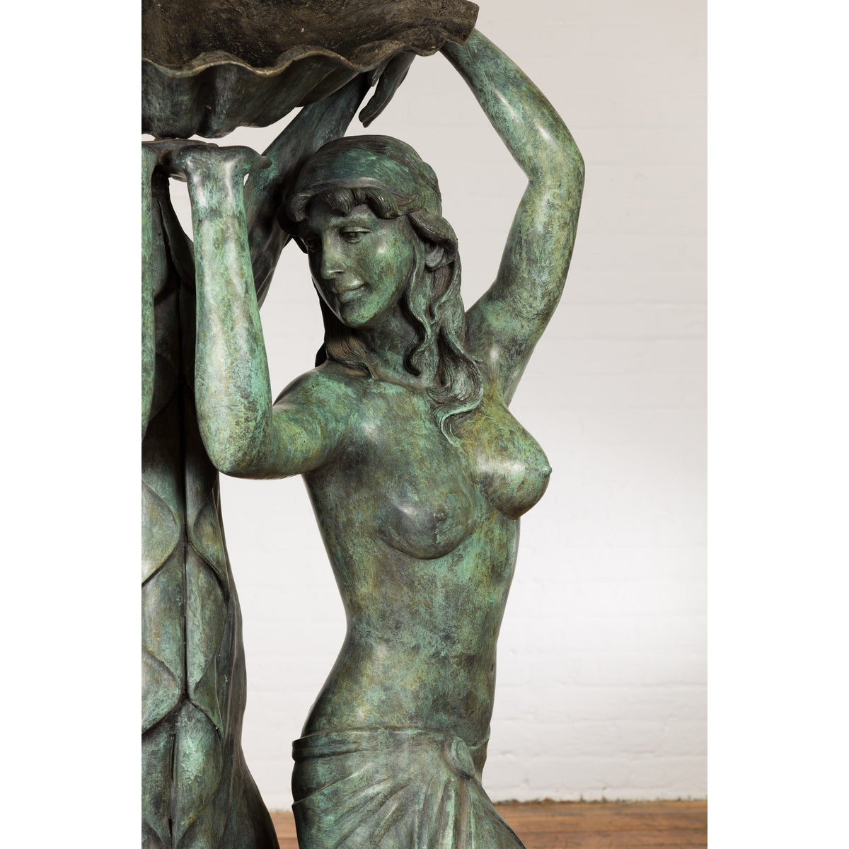 Bronze Greco Roman Inspired Fountain Depicting Three Nymphs Holding a Clamshell-6. Asian & Chinese Furniture, Art, Antiques, Vintage Home Décor for sale at FEA Home