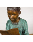 Bronze Tabletop Sculpture of Children Reading-14. Asian & Chinese Furniture, Art, Antiques, Vintage Home Décor for sale at FEA Home