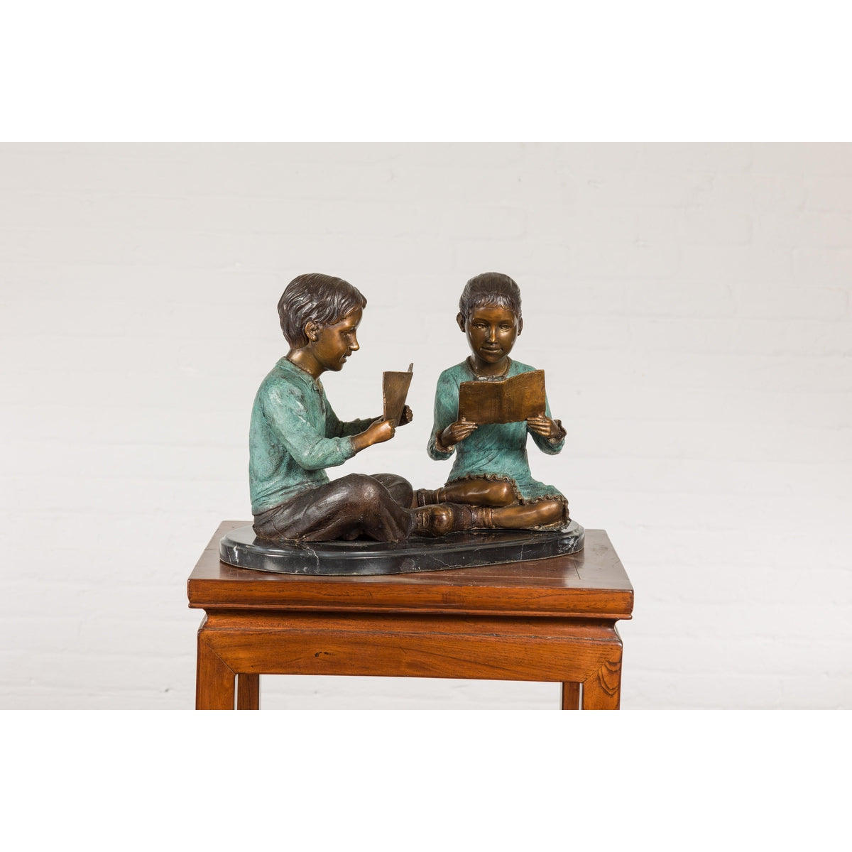 Bronze Tabletop Sculpture of Children Reading-15. Asian & Chinese Furniture, Art, Antiques, Vintage Home Décor for sale at FEA Home
