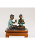 Bronze Tabletop Sculpture of Children Reading-15. Asian & Chinese Furniture, Art, Antiques, Vintage Home Décor for sale at FEA Home