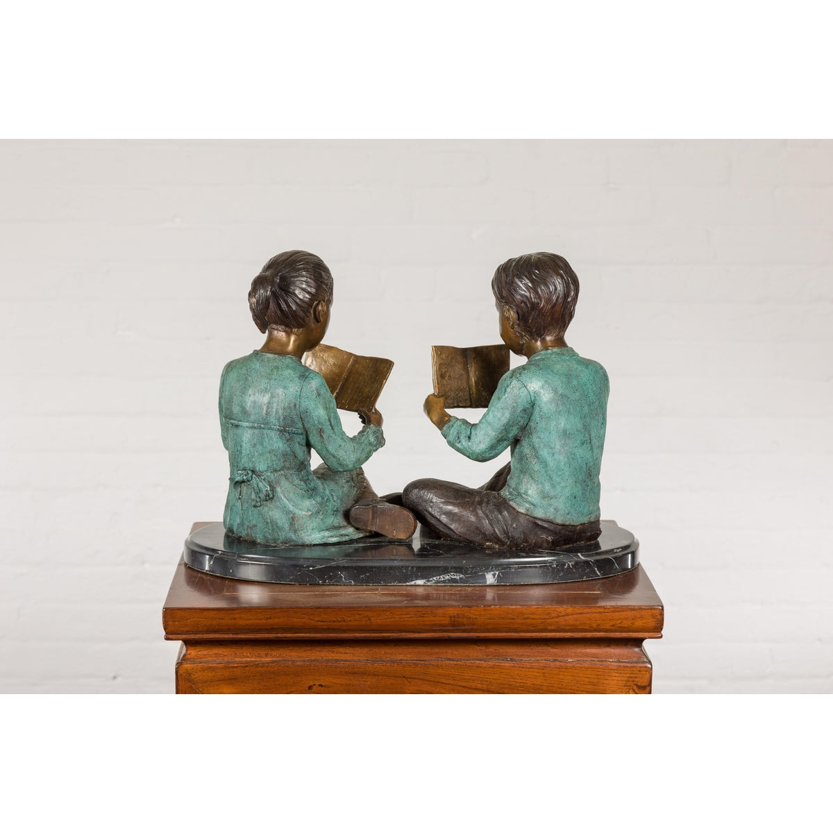 Bronze Tabletop Sculpture of Children Reading-19. Asian & Chinese Furniture, Art, Antiques, Vintage Home Décor for sale at FEA Home