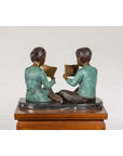 Bronze Tabletop Sculpture of Children Reading-19. Asian & Chinese Furniture, Art, Antiques, Vintage Home Décor for sale at FEA Home