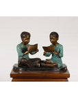 Bronze Tabletop Sculpture of Children Reading-2. Asian & Chinese Furniture, Art, Antiques, Vintage Home Décor for sale at FEA Home