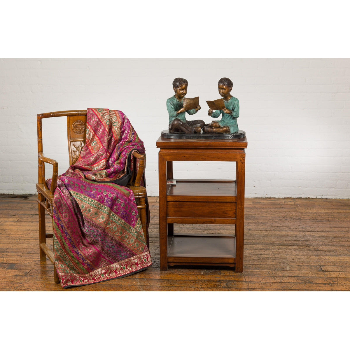 Bronze Tabletop Sculpture of Children Reading-3. Asian & Chinese Furniture, Art, Antiques, Vintage Home Décor for sale at FEA Home