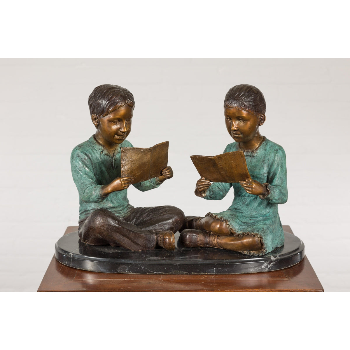 Bronze Tabletop Sculpture of Children Reading-4. Asian & Chinese Furniture, Art, Antiques, Vintage Home Décor for sale at FEA Home