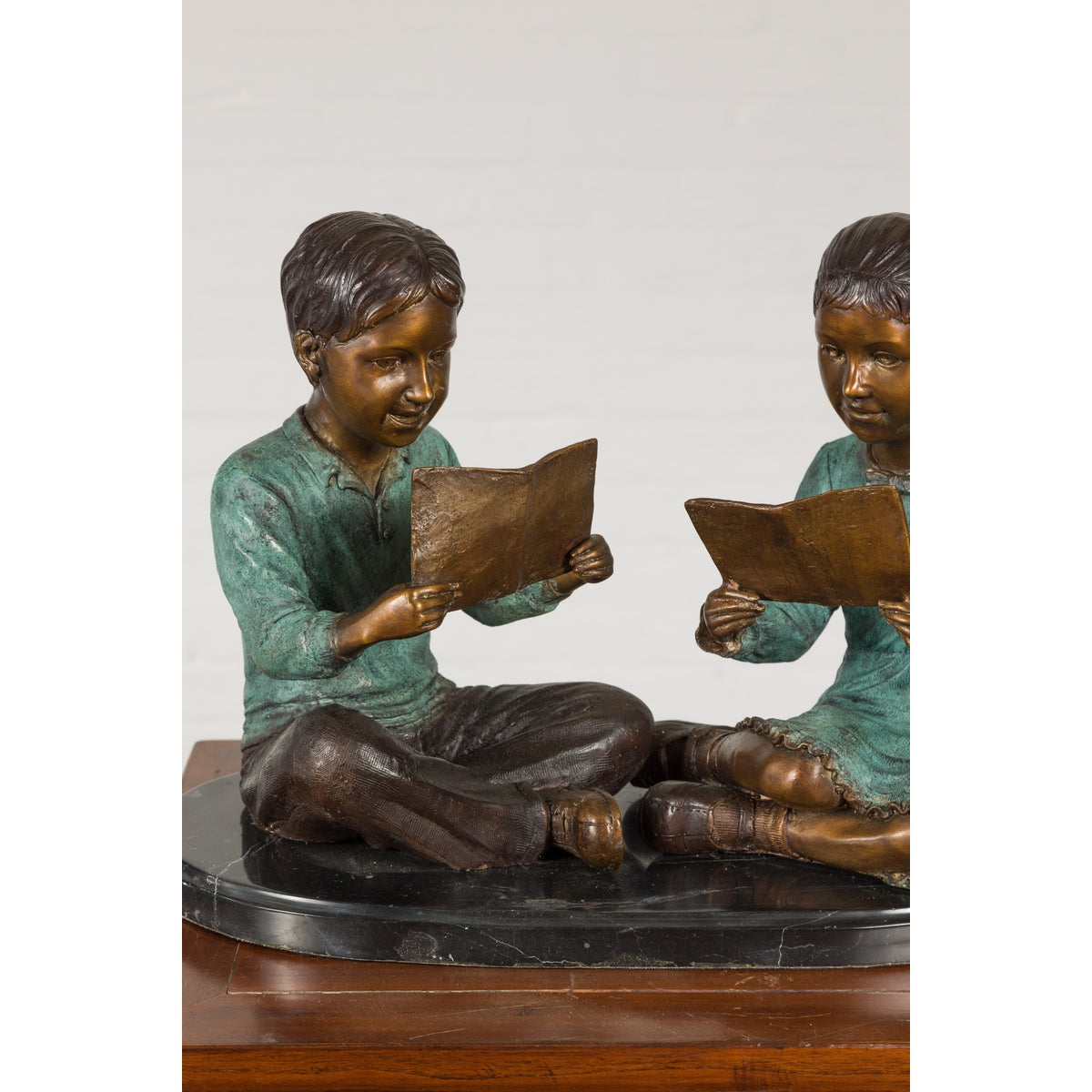 Bronze Tabletop Sculpture of Children Reading-5. Asian & Chinese Furniture, Art, Antiques, Vintage Home Décor for sale at FEA Home