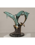 Bronze Triple Dolphin Table Base Sculpture with Verdigri Patina and Marble Stand-2. Asian & Chinese Furniture, Art, Antiques, Vintage Home Décor for sale at FEA Home