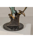 Bronze Triple Dolphin Table Base Sculpture with Verdigri Patina and Marble Stand-4. Asian & Chinese Furniture, Art, Antiques, Vintage Home Décor for sale at FEA Home